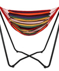 Hanging Hammock Chair With Space Saving Stand For Indoor And Outdoor Use 330 Pound Capacity Sunset Cotton Seat for cozy lounging