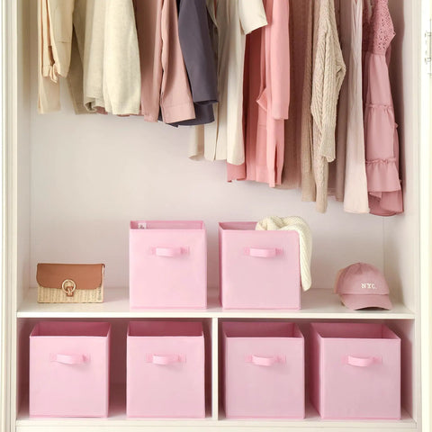 Pink Fabric Storage Bins 6 Pack 11 Inch Cube Organizers Closet Shelf Inserts Non Woven Toy Holder Room Decor That Slaps Lowkey Dope And Makes Cleaning Up A Total Breeze For Bedroom Or Nursery
