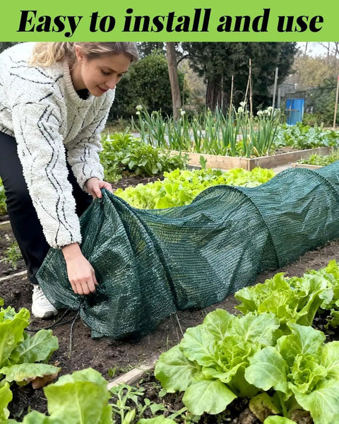 2-Pack Garden Tunnel Shade Net Cover For Portable Greenhouse, Sun And Heat Protection For Veggies And Plants, Includes Hoops And Stakes, Easy Setup, Game-Changing Garden Cover