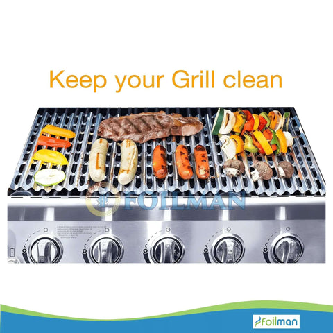 Heavy Duty Disposable Aluminum Grill Liners 12 x 20 Inch Nonstick Sheets For BBQ Protect Grates From Grease Promote Even Heat Distribution