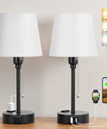 Set Of 2 Cozy Bedside Lamps For Bedrooms With 3 Color Temperatures From 2700K To 5000K USB C And USB A Charging Port And AC Outlet White Nightstand Table Lamps For Side Table