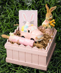 Easter-themed gift box with Crinkle Cut Paper Shred Filler 1Lb Kraft For Gift Packaging Protective And Decorative Void Fill