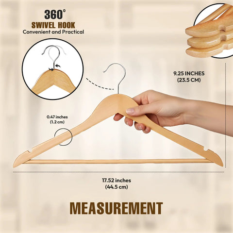Premium Wooden Hangers 20 Pack Slim Suit Racks Natural Finish Solid Wood Closet Organizers Contoured Shoulders Distribute Weight Evenly Keep Your Threads Sharp And Wrinkle Free For That Daily Flex