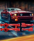 Ford Mustang Rear Upper And Lower Tubular Control Arm Kit With Hardware For 1979 2004 Camber Arms Beefed Up Performance Suspension Upgrade For Street Track Use Today, red tubular arms and hardware