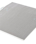 Heavy Duty Aluminum Workhorse Dock Plate 36X36 Inch Economizer Platform Moves 2500 Pounds Like A Champ with beveled ramp.