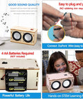 Build Your Own Bluetooth Speaker Kit For Kids And Adults Totally Fun Hands On Science Electronics Project With Dual Speakers Beginner DIY Set And Great Gift For Teens 10 And Up shown in use, assembly, and battery setup.