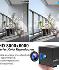 Ultra HD 48MP USB Camera With 8000x6000 Resolution Auto Focus In 200ms Plug And Play UVC Industrial Camera For 3D Printers And Machine Vision Color Accurate High Definition Imaging For Tight Tolerance Work shown next to detailed color reproduction examples on a terrace view.