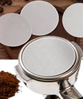 Hella Smooth Reusable Stainless Steel Coffee Filter Fine Mesh Compatible With AeroPress And Ultra Fine Brewers 51Mm, three filters displayed.