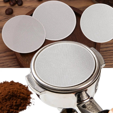 Hella Smooth Reusable Stainless Steel Coffee Filter Fine Mesh Compatible With AeroPress And Ultra Fine Brewers 51Mm, three filters displayed.