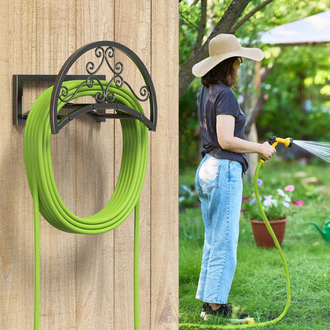 Heavy Duty Wall Mount Garden Hose Holder Holds 125 Ft Hose Up To 95 Lbs Weight Capacity Tough As Nails Metal Construction