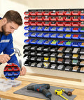90 Piece Wall Mounted Plastic Storage Bins Organizer For Screws Nuts Bolts Nails Beads And Small Hardware Parts In Garage