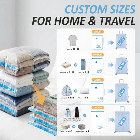 Rechargeable Cordless Vacuum Storage Bags With USB Pump for Travel Space Saving Luggage Bags for Clothes Blankets Bedding