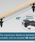 Sturdy 3 Inch Black Handrail Brackets for Stairs Six Pack Heavy Duty Indoor Outdoor Banister Support illustration 48 inch rule