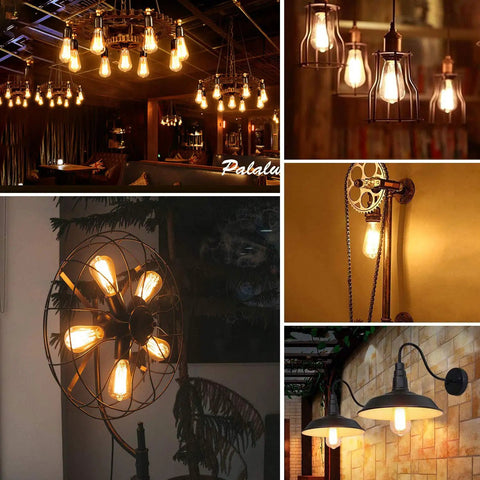 4 Pack Vintage Edison Style LED Light Bulbs ST64 8W 100W Equivalent 1400 Lumens 2700K Warm White E26 Base Non Dimmable in various fixtures