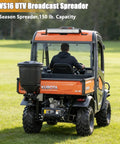 UTV Broadcast Spreader For Salt Grass Seed Fertilizer And More With 15 Gallon Hopper Adjustable Flow on orange UTV