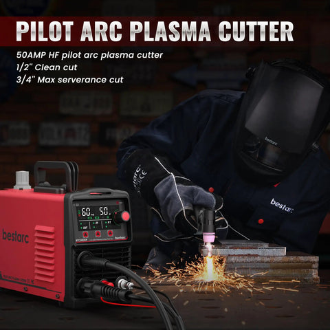 Pilot Arc Plasma Cutter With LED Display And Air Sensor 50A Dual Voltage 110 220V Pro Grade Machine cutting steel