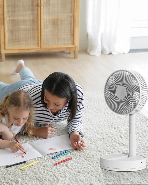 8 Inch Oscillating Desk Fan With Rechargeable Battery USB Powered Quiet Portable Cooling For Office And Home in living room