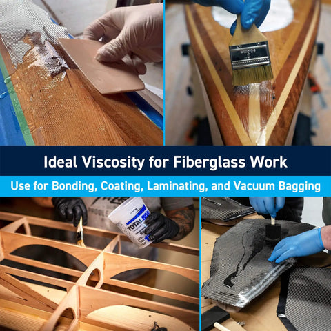 Various applications of Pro Grade Epoxy Kit For Marine Grade Resin And Hardener Crystal Clear For Woodworking Fiberglass Boat Building