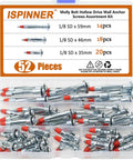 52 Piece Zinc Plated Steel Hollow Wall Anchors Kit For Drywall With 35mm 46mm 59mm Length Screws in case