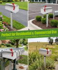 Beefy Heavy Duty Steel Mailbox Post Mount Bracket For Two And Three Eighths Inch Round Poles Durable Mounting Plate With Downward Flanges Universal Mailbox Support Kit For Residential And Commercial Use on round steel mailbox posts