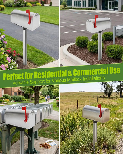 Beefy Heavy Duty Steel Mailbox Post Mount Bracket For Two And Three Eighths Inch Round Poles Durable Mounting Plate With Downward Flanges Universal Mailbox Support Kit For Residential And Commercial Use on round steel mailbox posts