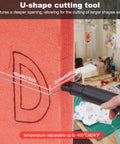 4 In 1 Foam Cutter Kit For Styrofoam And Easy Carving showing U-shape cutting tool in action on red foam block