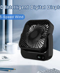 Magnetic Travel Fan With Five Adjustable Speeds Cruise Ship Approved Battery Powered Personal Cooler on desk with digital display