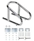 Deluxe Chrome Motorcycle Wheel Chock For Tires Up To 5.5 Inches Wide With Fixed Brackets And Tool Free Removal Mount