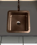 Top view of 12 Inch Hand Hammered Copper Bar Prep Sink with Dual Mount Drop In or Undermount install, Glasgow style single bowl.