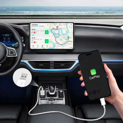 Lightning CarPlay Cable For iPhone Fast Charge And Data Transfer USB A To Lightning Cord 3Ft Tangle Free Car Charger White in car