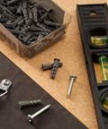 Light Duty Drywall Anchors Kit for Hollow Walls with Ribbed Plastic Anchors for Secure Picture Frames Artwork and Light Duty Mounts Simple Install Prevents Screw Pullout Great for Home Decor Qualihome shown with screws and level