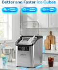 Countertop Ice Maker With 45 Lbs Per Day Output And Self Priming Water Supply Delivers Crystal Clear Ice Cubes In 13 Minutes Stainless Steel