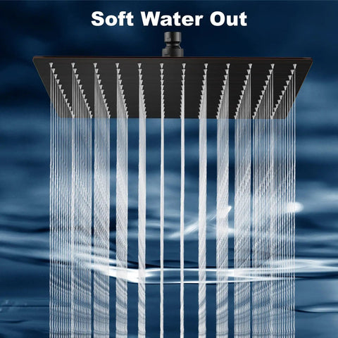 12 Inch Rain Shower Head Large Square Waterfall Showerhead With High Pressure Stainless Steel Finish spraying soft water