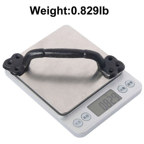 Rustic Gate Handle 9 Inch Cast Iron Barn Door Handle on scale, weight 0.829lb