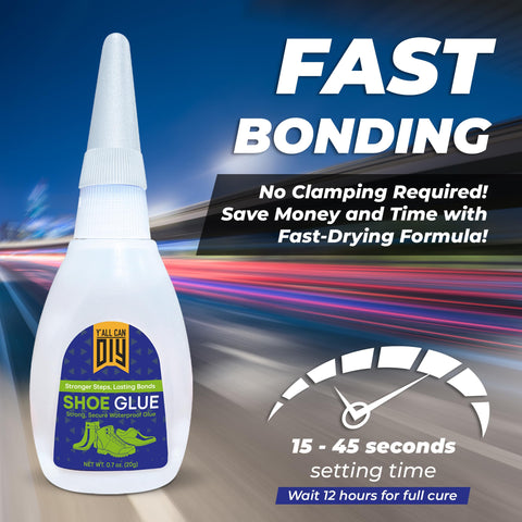 Heavy Duty Shoe Glue For Sole Repair And Waterproof Boot Adhesive With Cyanoacrylate Formula bottle with fast bonding label.