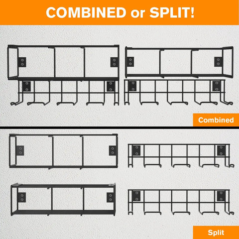 Two Set Power Tool Organizer Wall Mount System With 16 Inch Drill Holder And Screwdriver Rack Combined or Split View