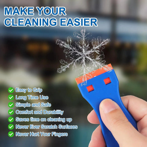 Two Pack Plastic Razor Blade Scraper With Twenty Replacement Blades for Sticker Decal Removal in hand