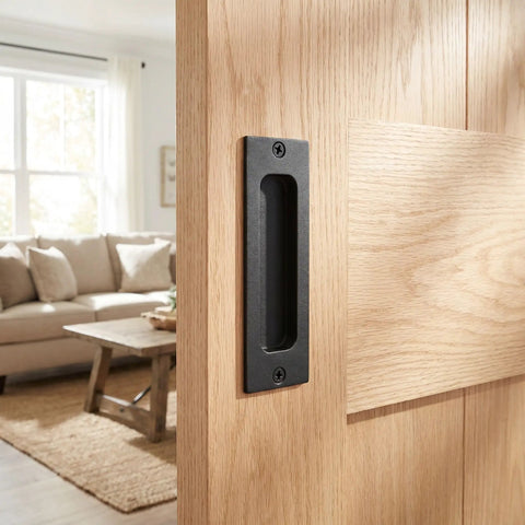 Stainless Steel Recessed Sliding Door Handles Set 2 Pack Rectangular Door Pulls 4.72 By 1.57 Inches No Sweat Easy Install With Mounting Screws