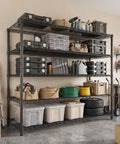 Flex Your Storage Space With This Badass Heavy Duty 5 Tier Metal Wire Shelving Rack featuring organized tools and bins in a garage.