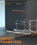 Premium Slick Under Cabinet Trash Pull Out Organizer Rack With Silent Soft Close Slides for 12x15 in openings with measurements