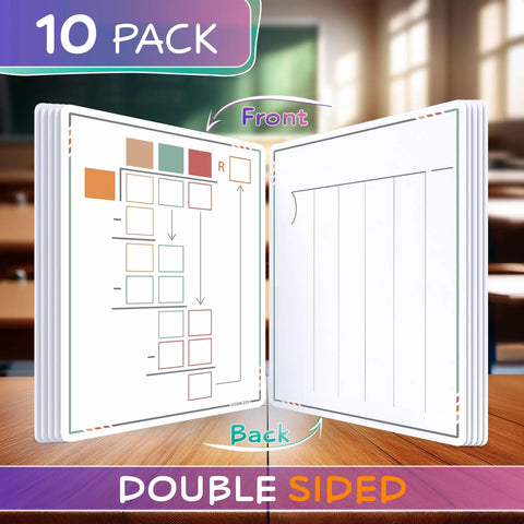 Flexible Dry Erase Math Sheets For Long Division Practice 9x12 Whiteboards Pack Of 10 double-sided sheets in classroom