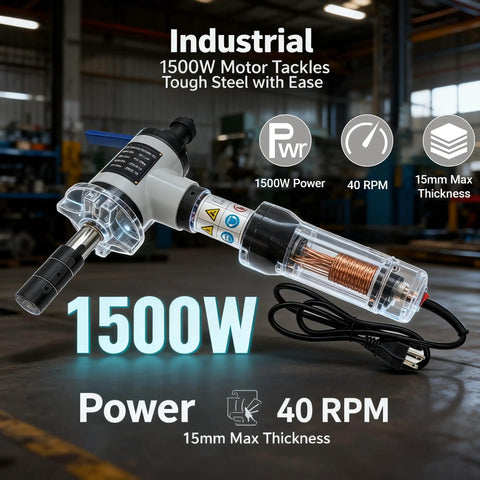 Heavy Duty Electric Pipe Beveling Machine Handheld Internal Expanding Tube Prep Tool With Knockout Power For 40 To 120 Mm ID and clean weld chamfers displayed with power specifications.