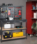 Heavy Duty 48 Inch Work Bench With Pegboard Storage 4 Tier Metal Tool Storage Bench 2 Drawers Hanging Accessories