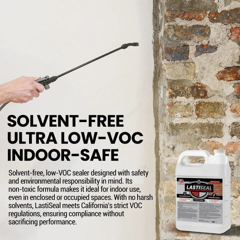 Person applying Hardcore Water Based Brick And Concrete Sealer Satin Low Gloss Finish 2 Point 5 Gallon to a brick wall.