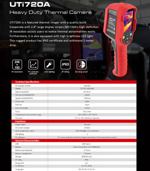 UTi720A Thermal Imaging Camera 256x192 Pro Grade Infrared Cam For Repairs Floor Heating And Pipe Testing Waterproof WiFi
