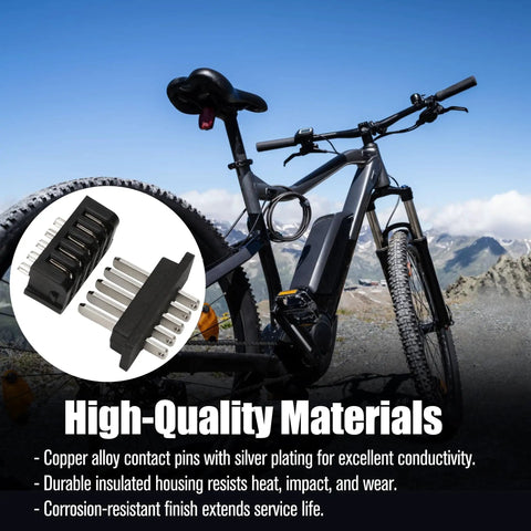 E Bike Battery Power Discharge Connector For Hailong 5 Pin Pair Male And Female Plug Replacement For Ebikes And Scooters Safe Power Transfer Durable Black And Silver