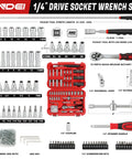 106-Piece 1/4 Inch Drive Socket Set With Wrench, Chrome Vanadium Steel, Includes Shallow And Deep Sockets, Torx And Screw Bits