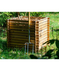 Green Label Larch Wood Composter With Plug In System, Square 79 Cm Per Side, Solid Wood Garden Bin With 420 L Capacity