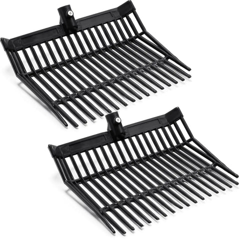 Replacement 18 Tine Manure Fork Head 2 Pack With Screws And Nuts Beefy Pitchfork Rake For Horse Manure Grass And Hay Cleanup Black Fits 1 Inch Handles
