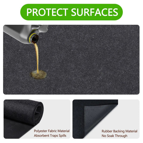 Heavy Duty Garage Floor Mat 32 By 64 Inch Absorbs Oil And Grease On Contact Under Car Rubber Backing Reusable Absorbent Pad